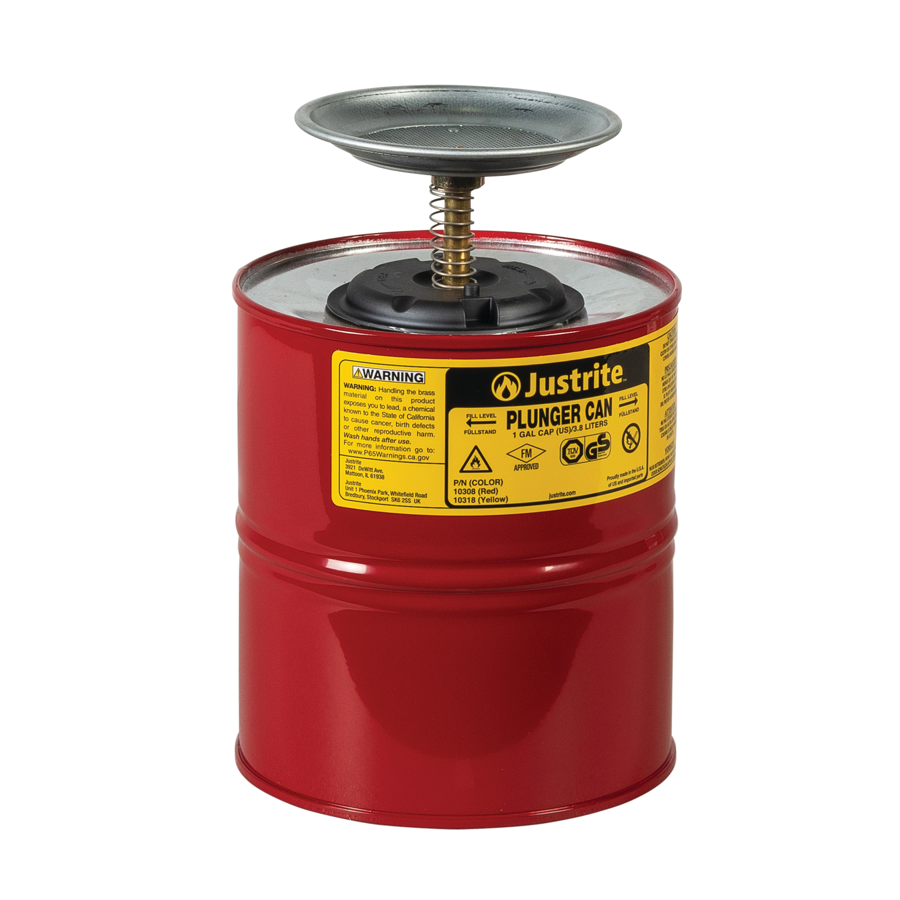 Justrite Safety Plunger Cans - Red