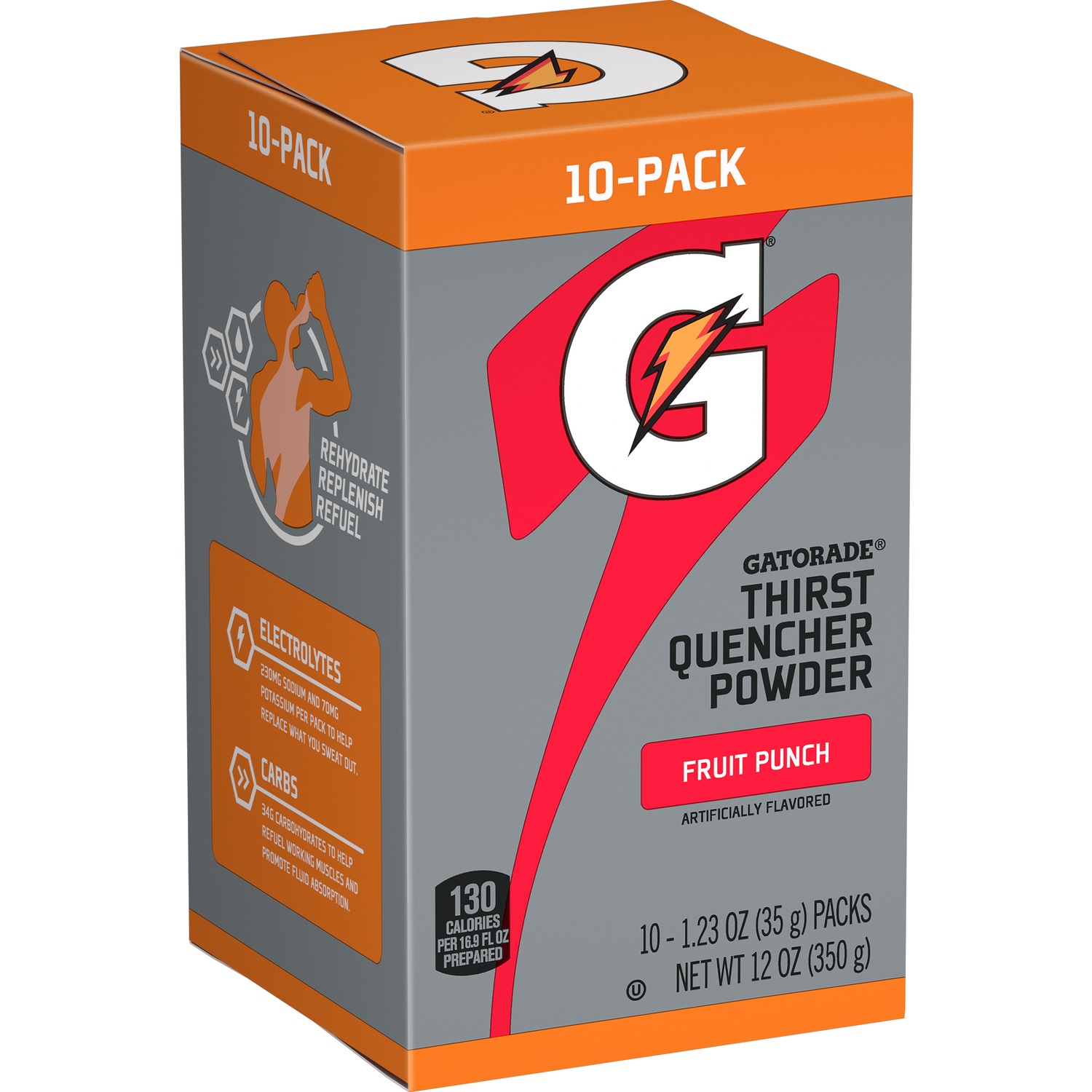 GATORADE POWDER STICK FRUIT PUNCH, 10/BX