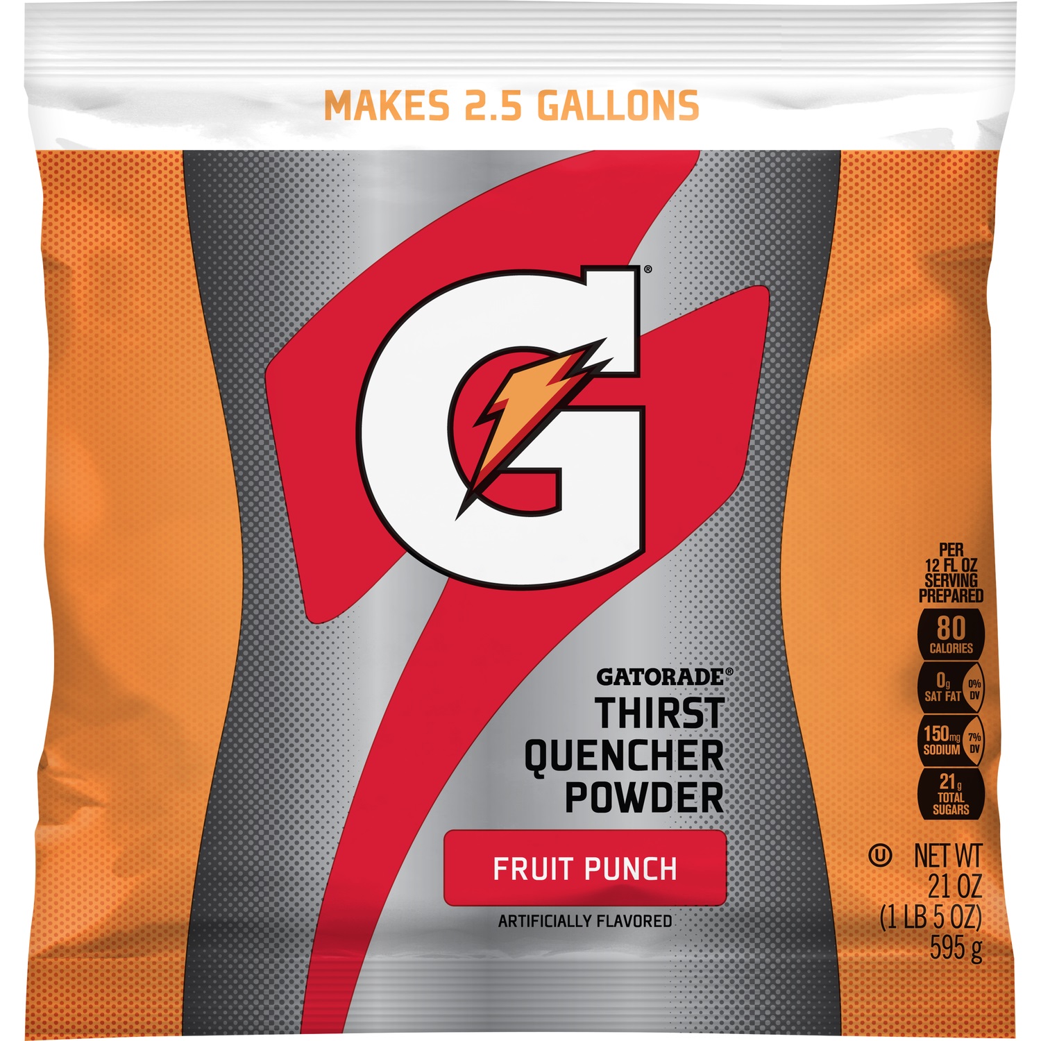 GATORADE, INSTANT POWDER, FRUIT PUNCH, 21OZ PACK, 32/CS